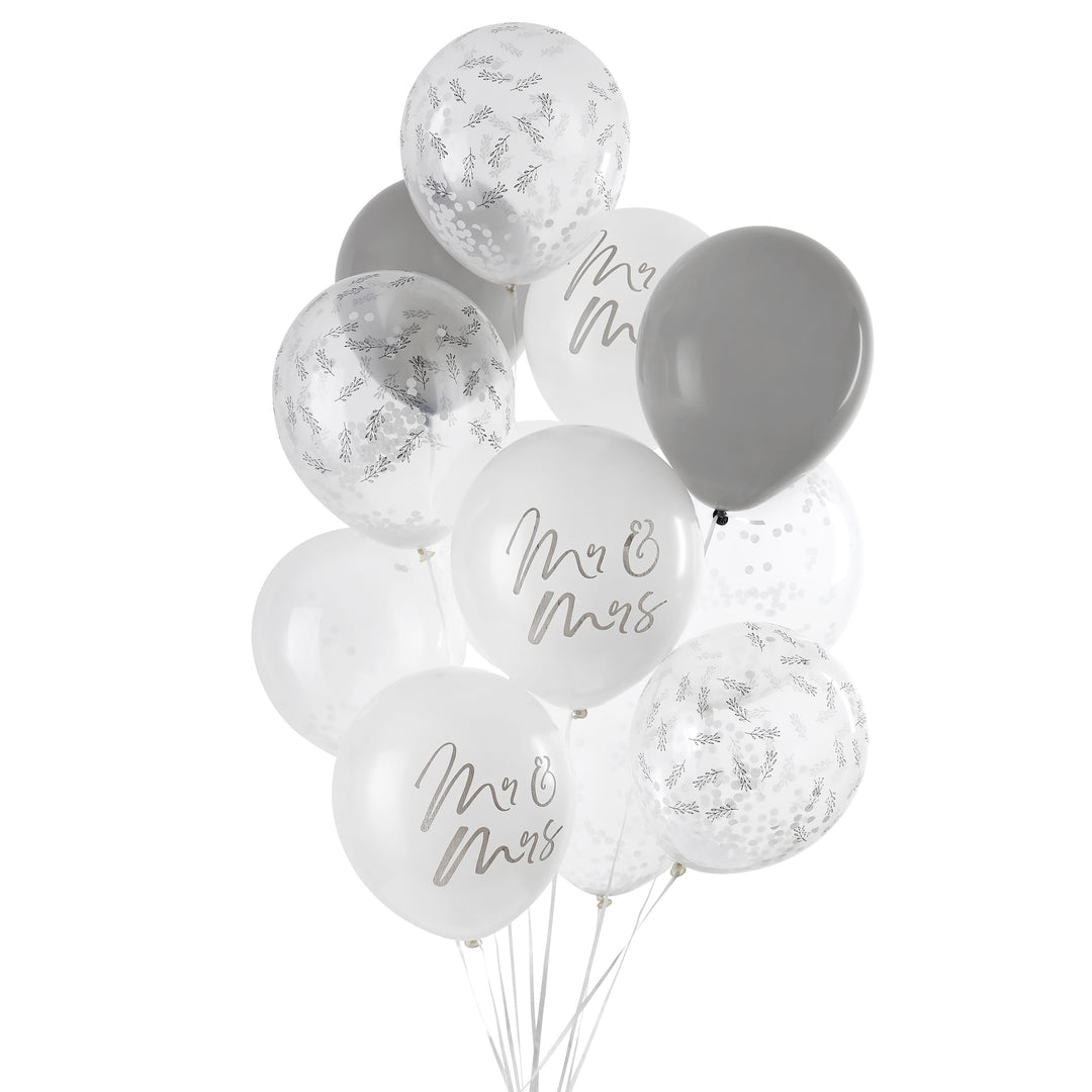12 Piece Mr &amp; Mrs Balloon Bundle | Wedding Party Supplies UK Balloons 12 Piece Mr &amp; Mrs Balloon Bundle