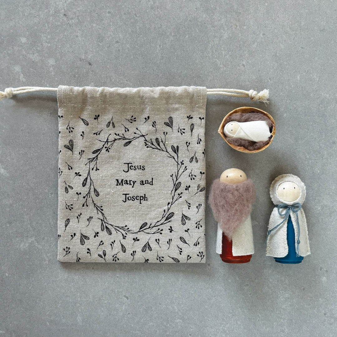 East of India Felt and Wood Nativity Bag Set - Woodland Nativity