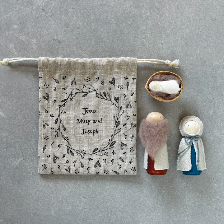 East of India Felt and Wood Nativity Bag Set - Woodland Nativity