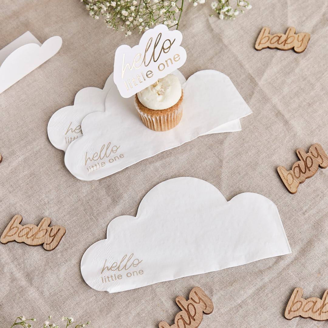 16 Pack Cloud Shaped Paper Napkins | Baby Shower Supplies UK Paper Napkins Cloud Shaped Paper Napkins x 16