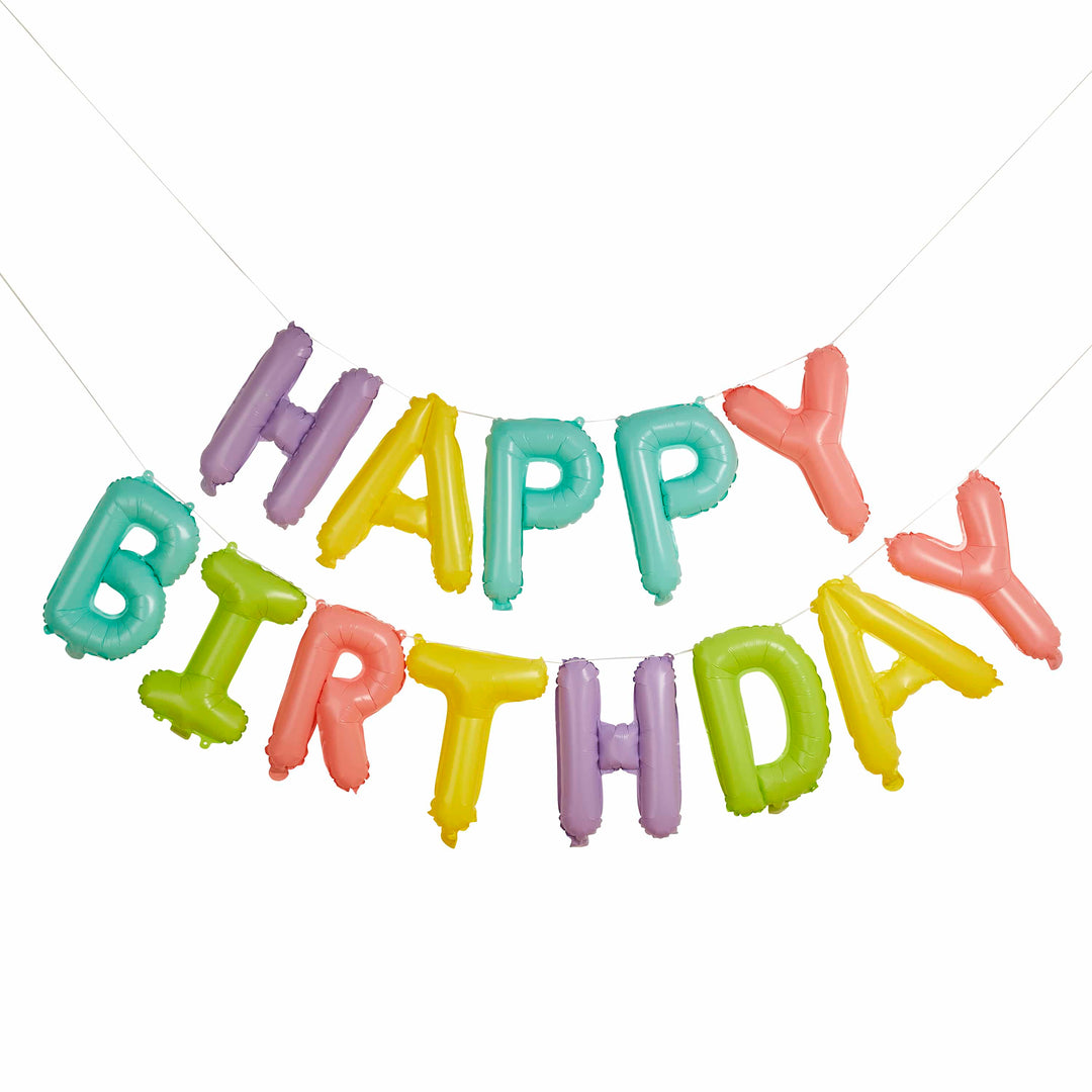 16" Pastel Happy Birthday Foil Balloon Garland | Pastel Party Supplies UK Balloons 16" Pastel Happy Birthday Foil Balloon Garland