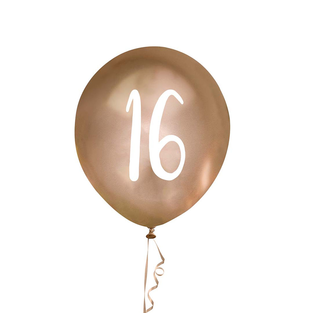 16th Birthday Balloons Gold Chrome - Hootyballoo Balloons 16th Birthday Balloons Gold Chrome - 5 Pack
