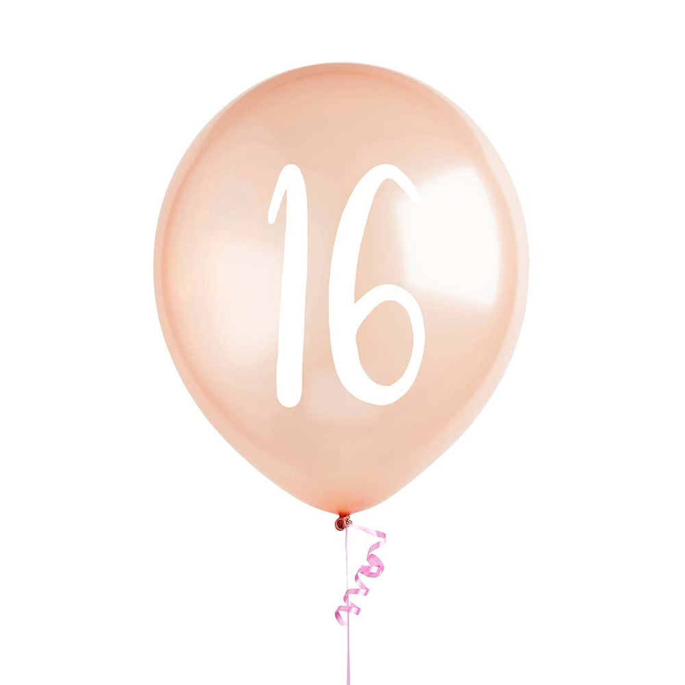 16th Birthday Balloons Rose Gold Chrome - Hootyballoo Balloons 16th Birthday Balloons Rose Gold Chrome - 5 Pack