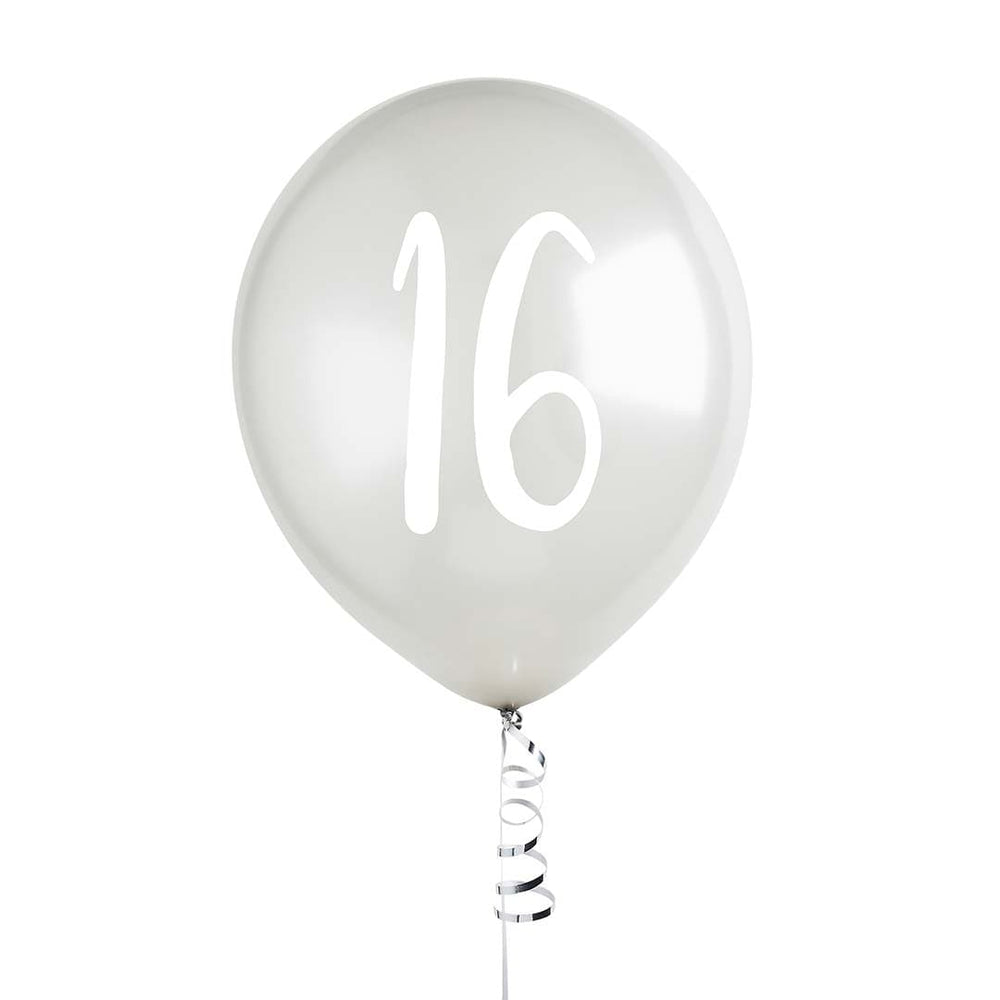 16th Birthday Balloons Silver Chrome - Hootyballoo Balloons 16th Birthday Balloons Silver Chrome - 5 Pack