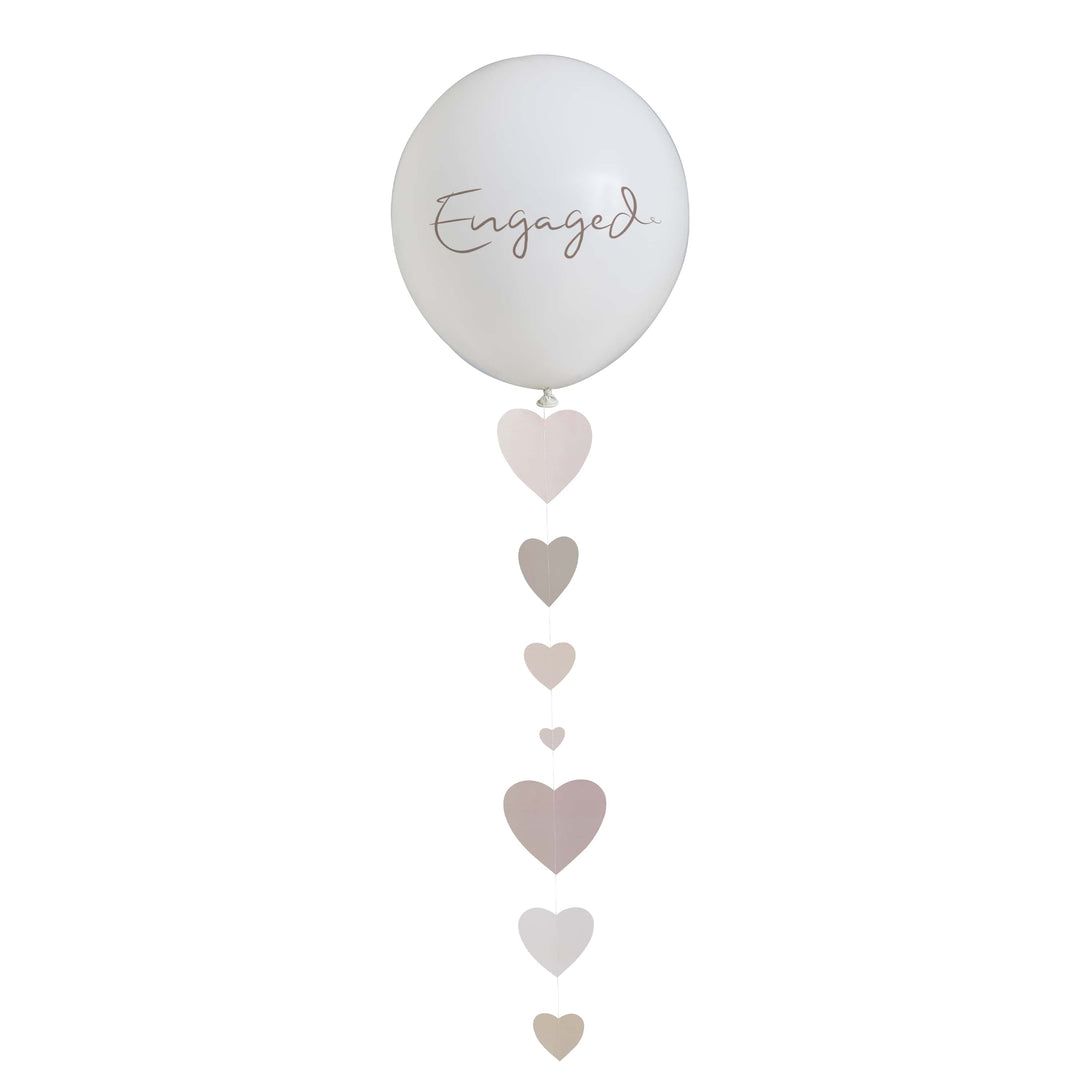 18" Engaged Balloon with Trailing Heart Balloon Tail | Engagement Party Supplies UK Balloons 18" Engaged Balloon with Trailing Heart Balloon Tail