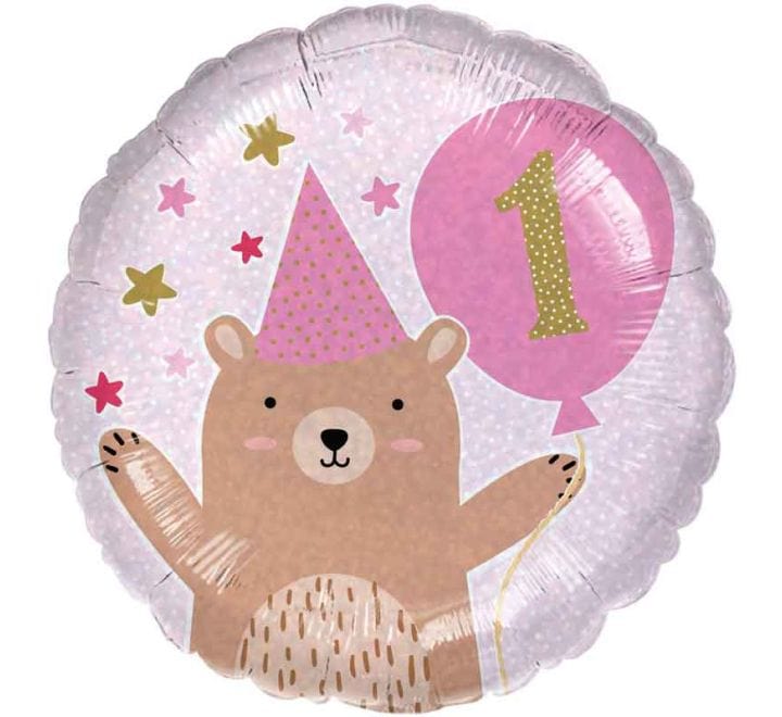 1st Birthday Bear Girl Foil Balloon - 18 inch - 1st Birthday Balloons Balloons 1st Birthday Bear Girl Foil Balloon - 18 inch
