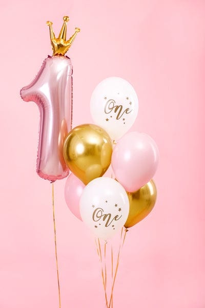 1st Birthday Party - 12 inch Pastel Pink ONE Assorted Latex Balloons Balloons Pastel Pink ONE 1st Birthday Assorted Latex Balloons 12inch x 6