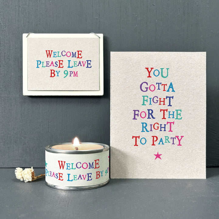 East of India Word Candle - Welcome... Please Leave By 9pm
