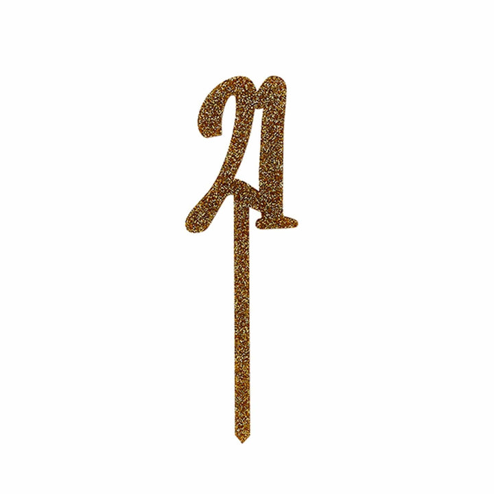 21st Birthday Gold Glitter Cake Topper - Hootyballoo Cake Topper 21st Gold Glitter Acrylic Cake Topper