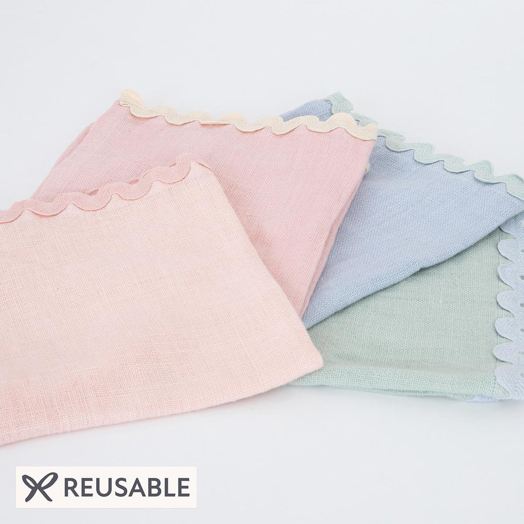 Pastel Ricrac Linen Napkins x 4