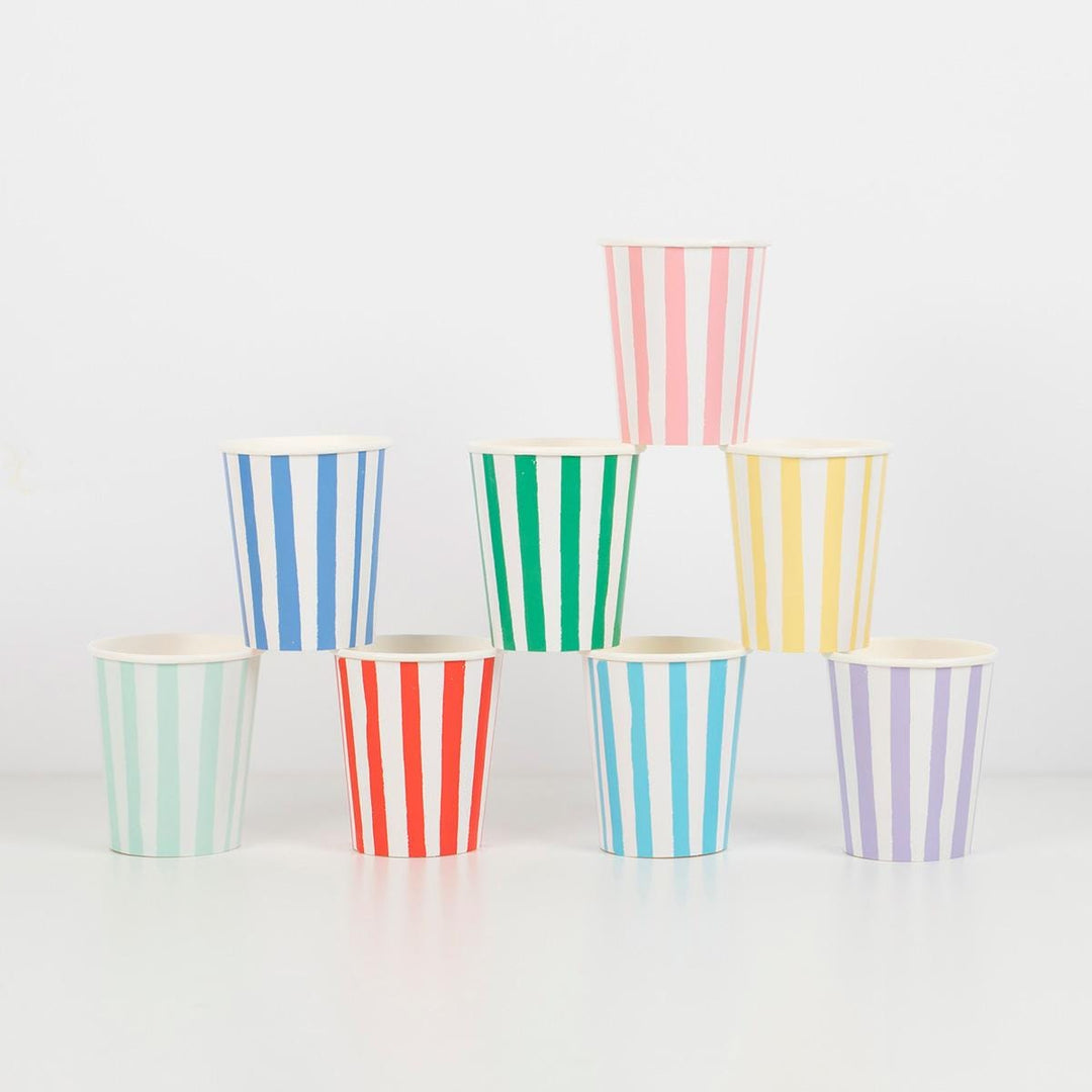 Mixed Stripe Party Cups x 8