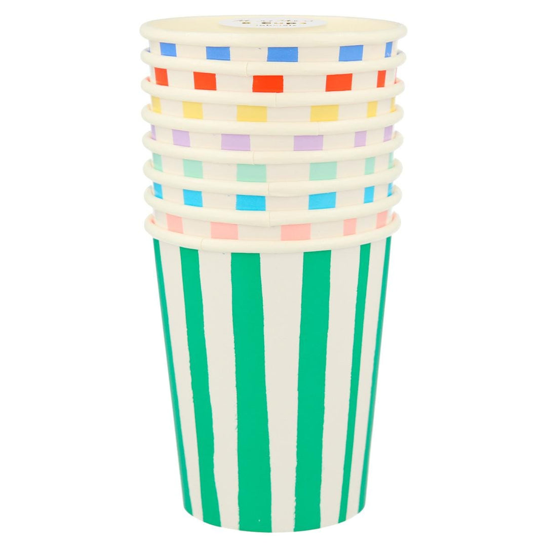 Mixed Stripe Party Cups x 8