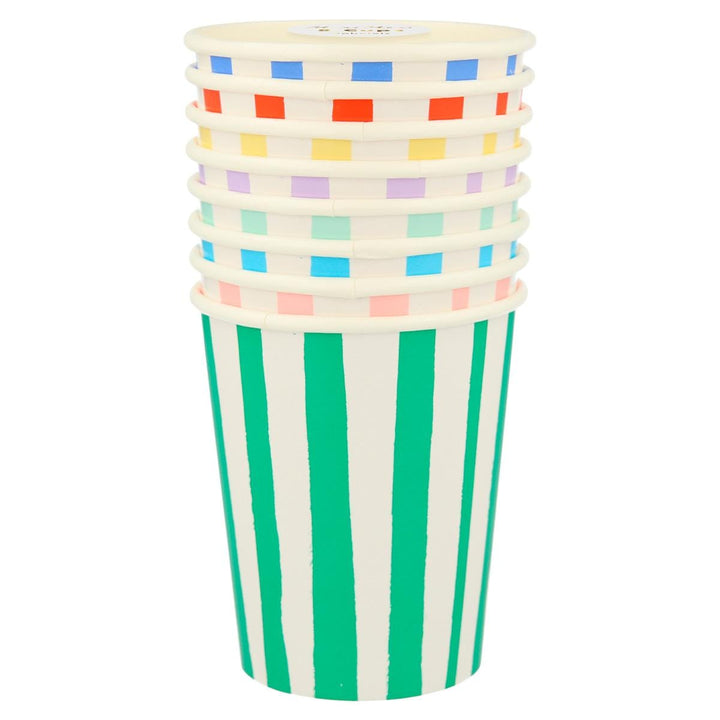 Mixed Stripe Party Cups x 8