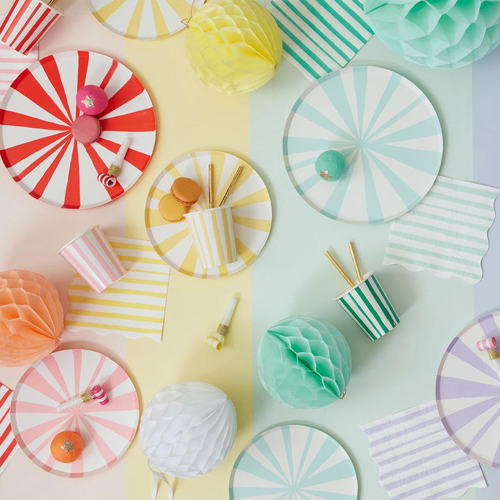 Pink Stripe Side Party Plates x 8