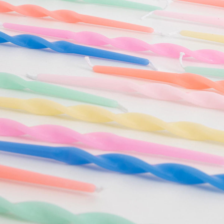 Mixed Twisted Long Party Candles x 16 | Meri Meri Birthday Candles Mixed Twisted Long Party Candles x 16