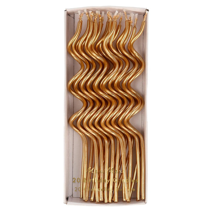 Gold Swirly Party Candles x 20 | Meri Meri Birthday Candles Gold Swirly Party Candles x 20