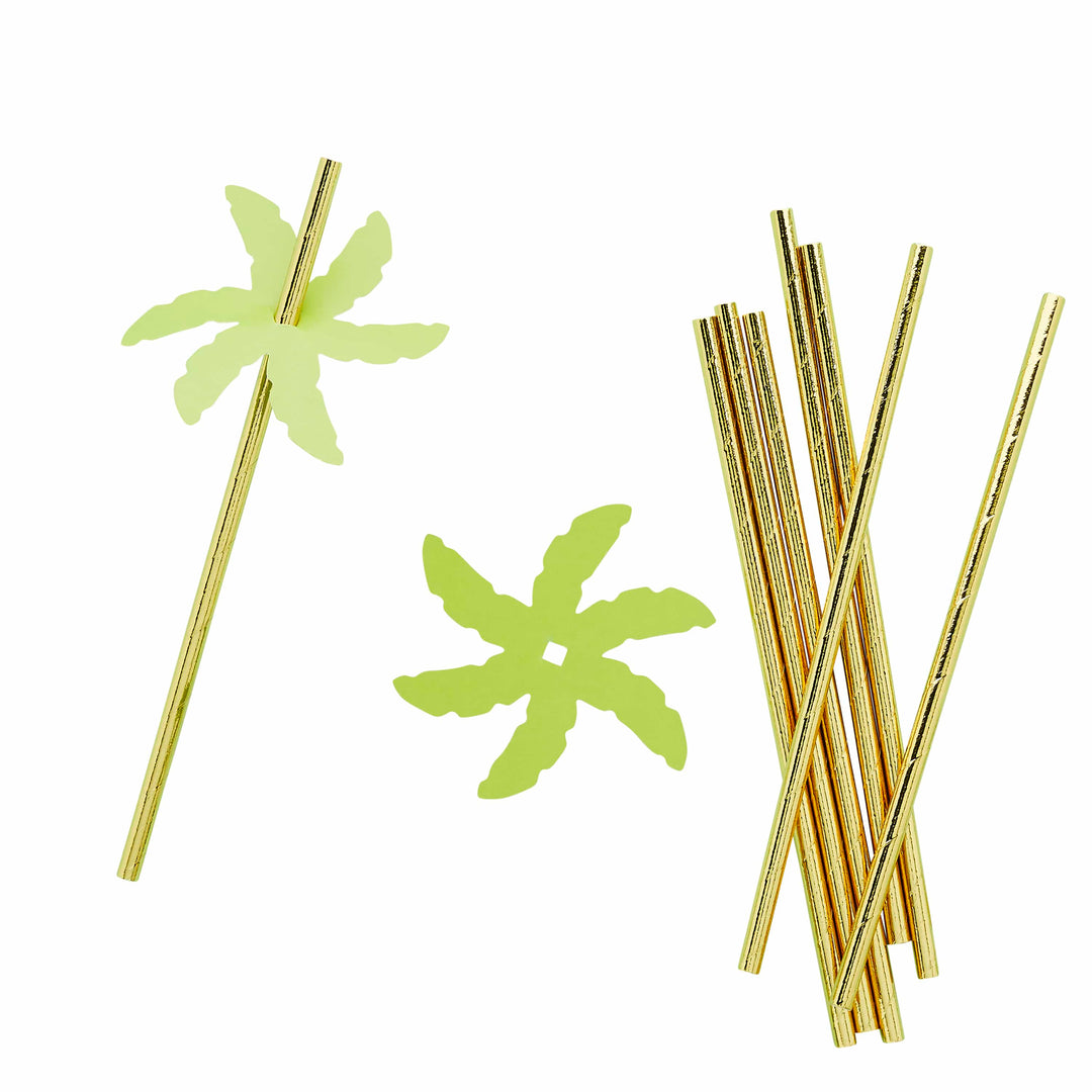 (24) Paper Palm Leaf Straws | Tropical Party Supplies UK Disposable Cups (24) Paper Palm Leaf Straws