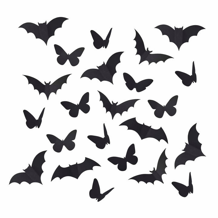 24 Piece 3d Bats &amp; Butterfly Decoration | Halloween Party Supplies UK Party Decorations 24 Piece 3d Bats &amp; Butterfly Decoration