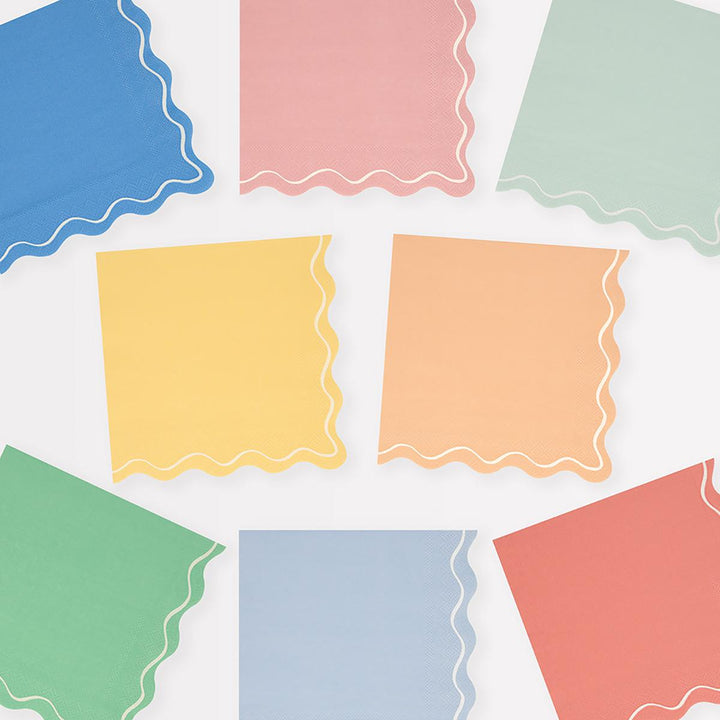 Mixed Wavy Line Large Party Napkins x 16 | Meri Meri party napkins Mixed Wavy Line Large Party Napkins x 16