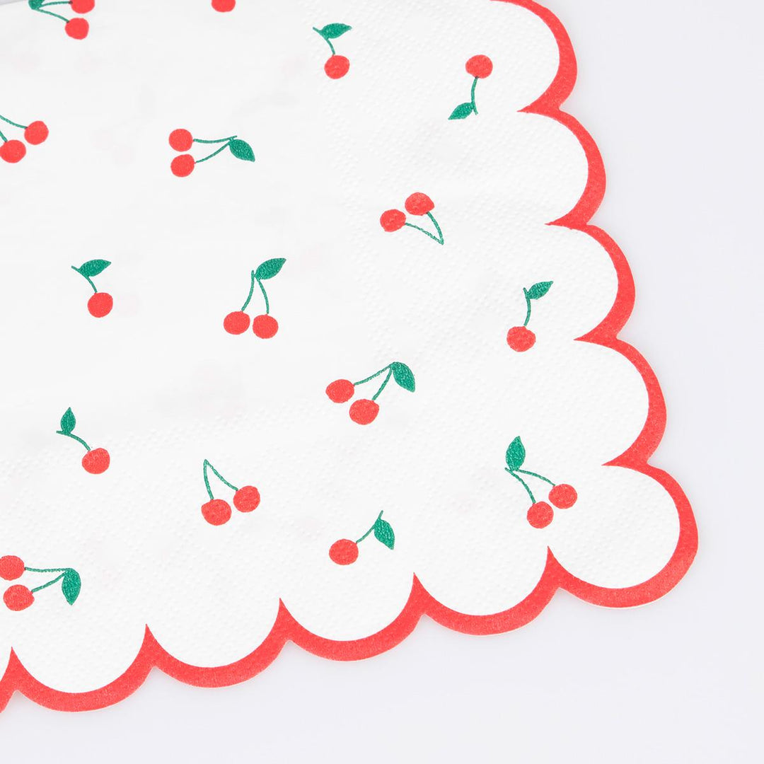 Cherry Pattern Large Party Napkins x 16 | Meri Meri party napkins Cherry Pattern Large Party Napkins x 16