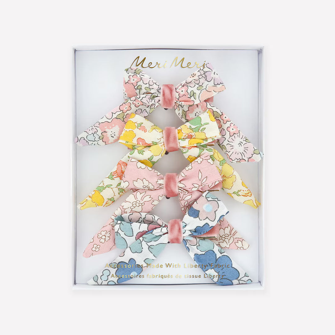 Liberty Print Floral Pattern Bow Hair Clips x 4 Hair Clips Liberty Print Floral Pattern Bow Hair Clips x 4