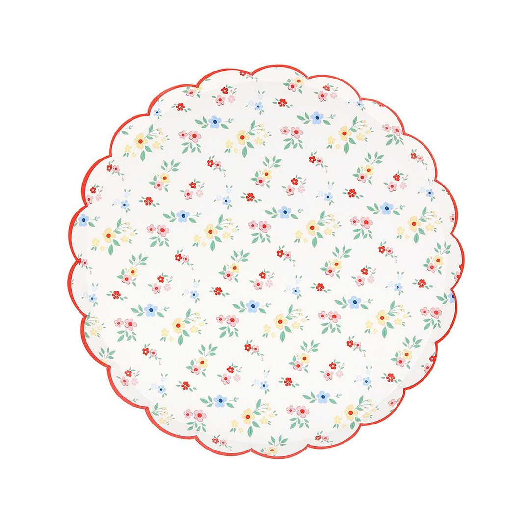 Ditsy Posy Scalloped Side Party Plates x 8 | Meri Meri party plates Ditsy Posy Scalloped Side Party Plates x 8