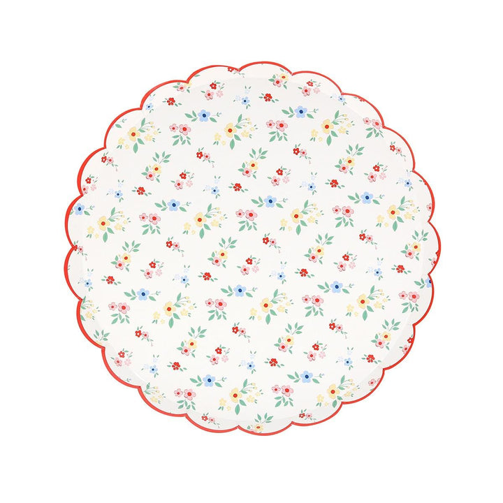 Ditsy Posy Scalloped Side Party Plates x 8 | Meri Meri party plates Ditsy Posy Scalloped Side Party Plates x 8