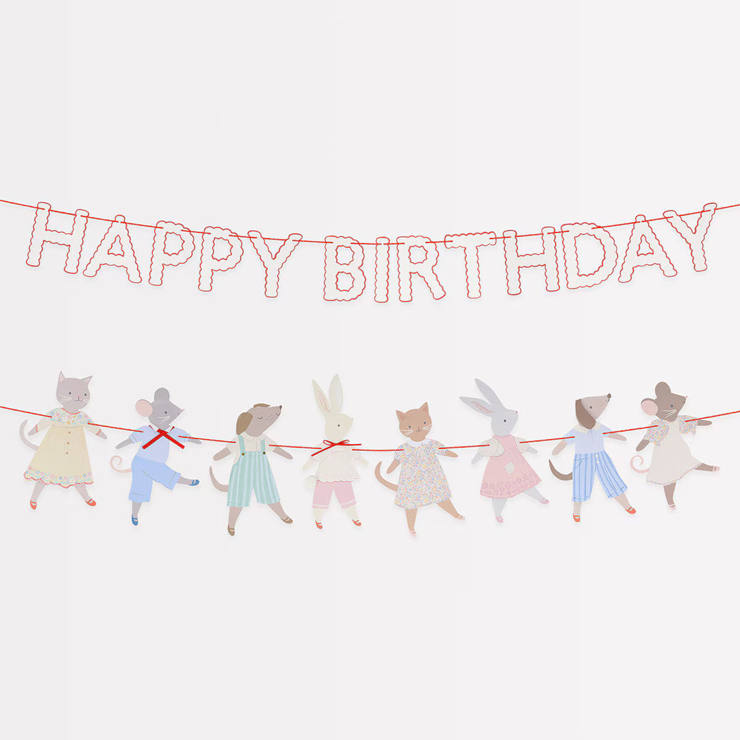 Animal Friends Party Garland -  Meri Meri Party Supplies Bunting Animal Friends Party Garland