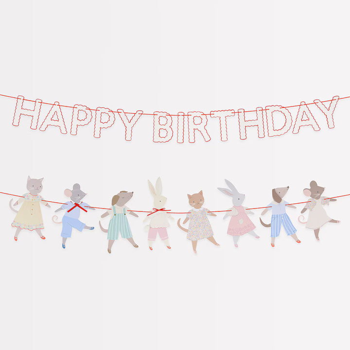 Animal Friends Party Garland -  Meri Meri Party Supplies Bunting Animal Friends Party Garland