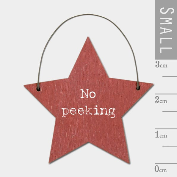 East of India Little Wooden Star Sign | No Peeking Christmas Decoration East of India Little Wooden Star Sign - No Peeking