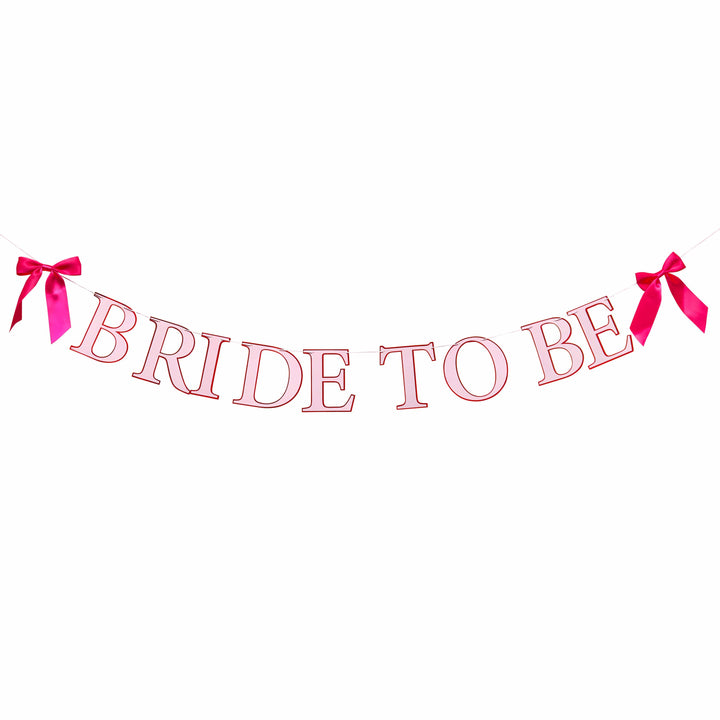 2m Bride to Be Card Banner with Pink Satin Bows | Hen Party Supplies UK Banners 2m Bride to Be Card Banner with Pink Satin Bows