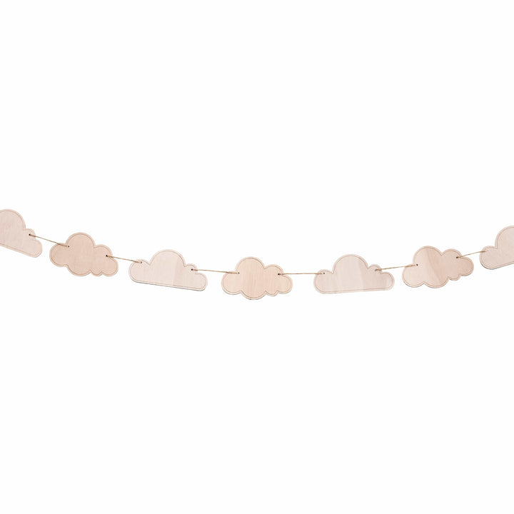2m Cloud Wooden Garland | Baby Shower Supplies UK Party Decorations 2m Cloud Wooden Garland