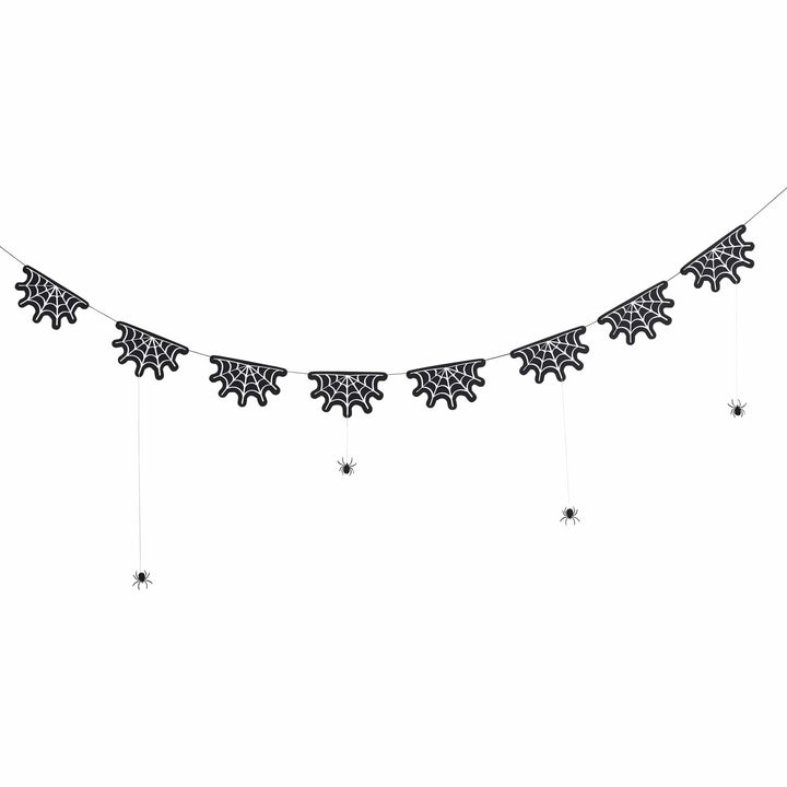 2m Cobweb Garland with Hanging Spiders | Halloween Party Supplies UK Party Decorations 2m Cobweb Garland with Hanging Spiders