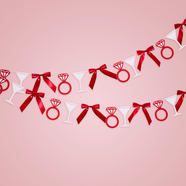 2m Cocktails, Rings &amp; Satin Bows Garland | Hen Party Supplies UK Party Decorations 2m Cocktails, Rings &amp; Satin Bows Garland