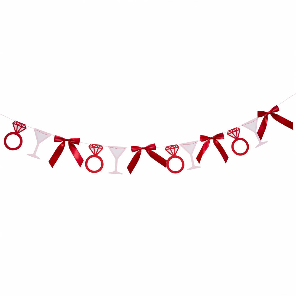 2m Cocktails, Rings & Satin Bows Garland | Hen Party Supplies UK Party Decorations 2m Cocktails, Rings & Satin Bows Garland