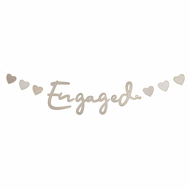 2m Gold Engaged Card Banner | Engagement Party Supplies UK Banners 2m Gold Engaged Card Banner
