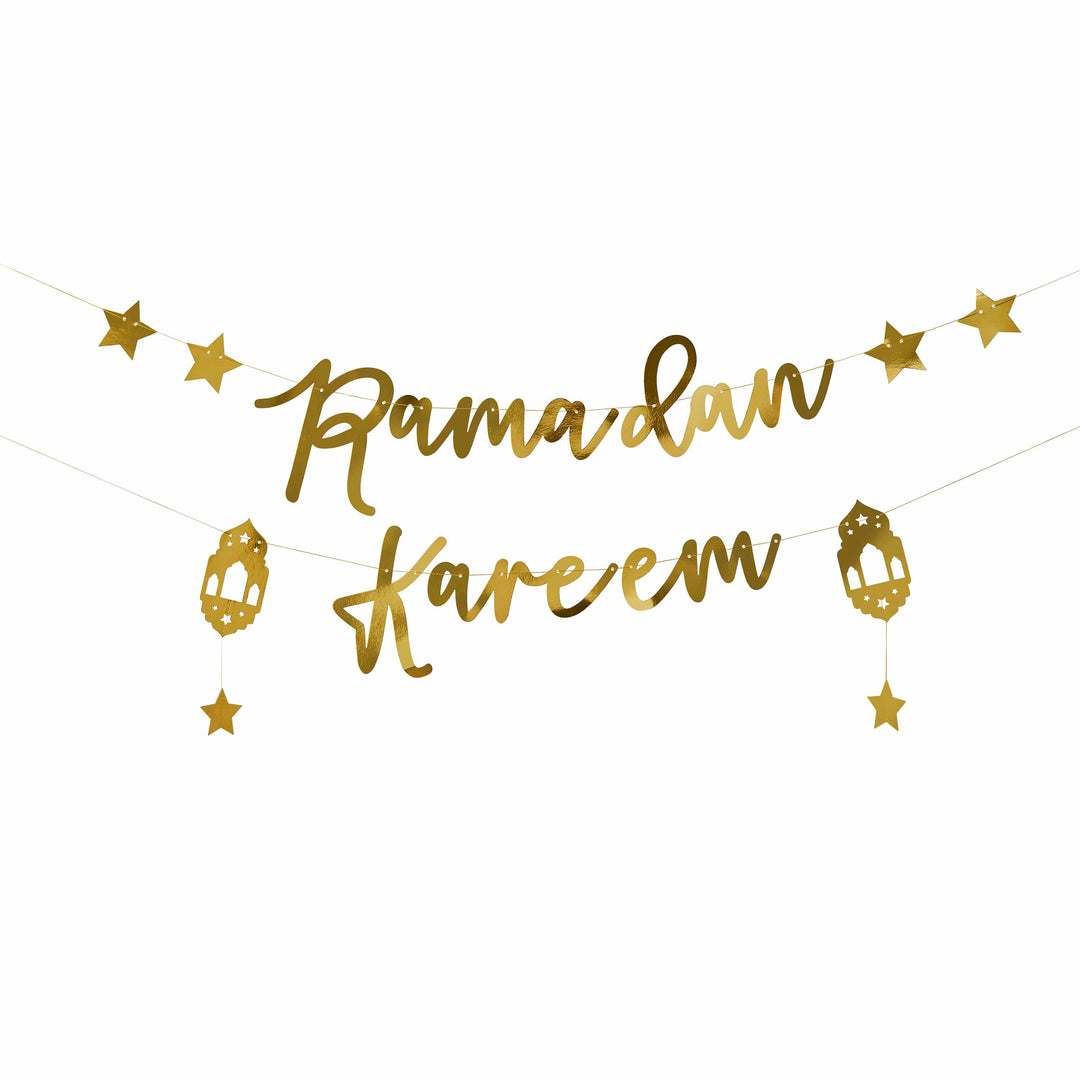 2m Gold Ramadan Kareem Card Banner | Ramadan Supplies UK Banners 2m Gold Ramadan Kareem Card Banner