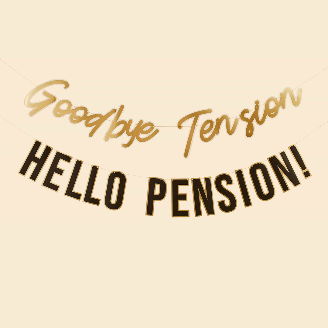 2m Goodbye Tension Hello Pension Banner | Retirement Party Supplies UK Banners 2m Goodbye Tension Hello Pension Banner