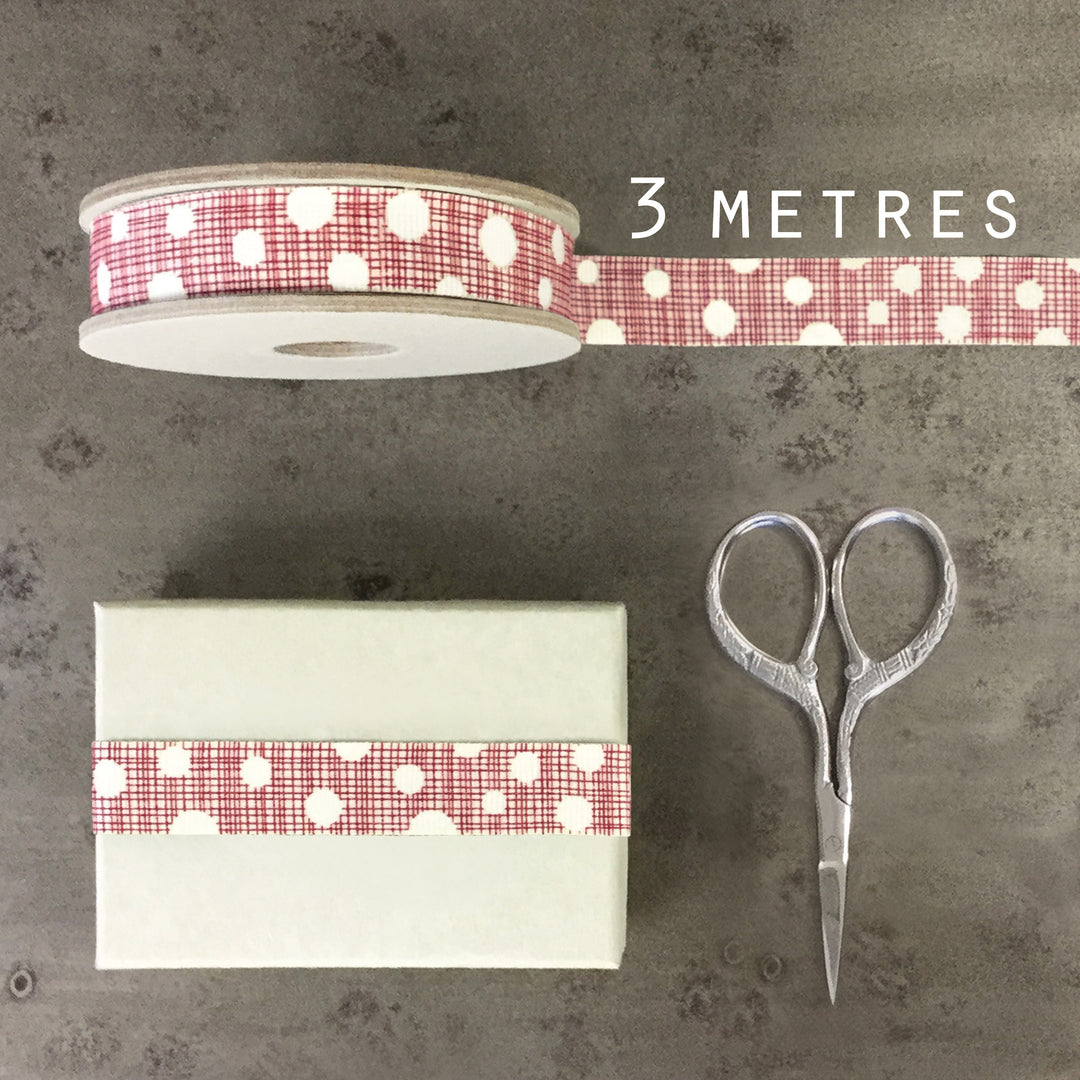 East of India Geometric Ribbon 3m - Dots / Cream