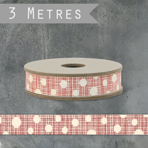 East of India Geometric Ribbon 3m - Dots / Cream