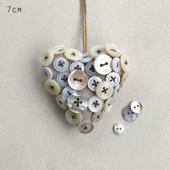 East of India Linen Button Heart - Grey