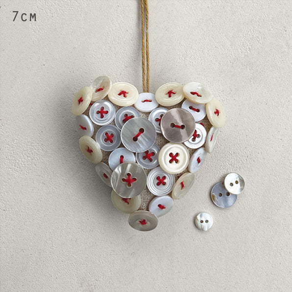 East of India Linen Button Heart - Red