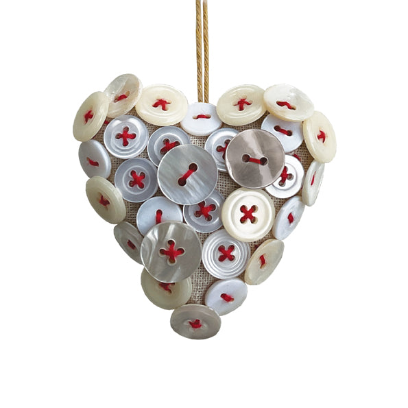 East of India Linen Button Heart - Red