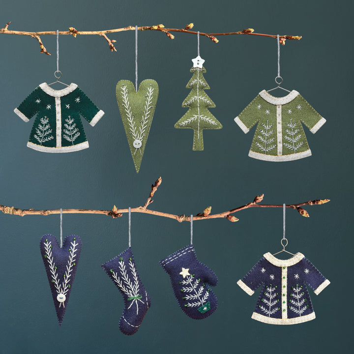 East of India Embroidered Hanging Stocking Christmas Tree Decoration - Blue