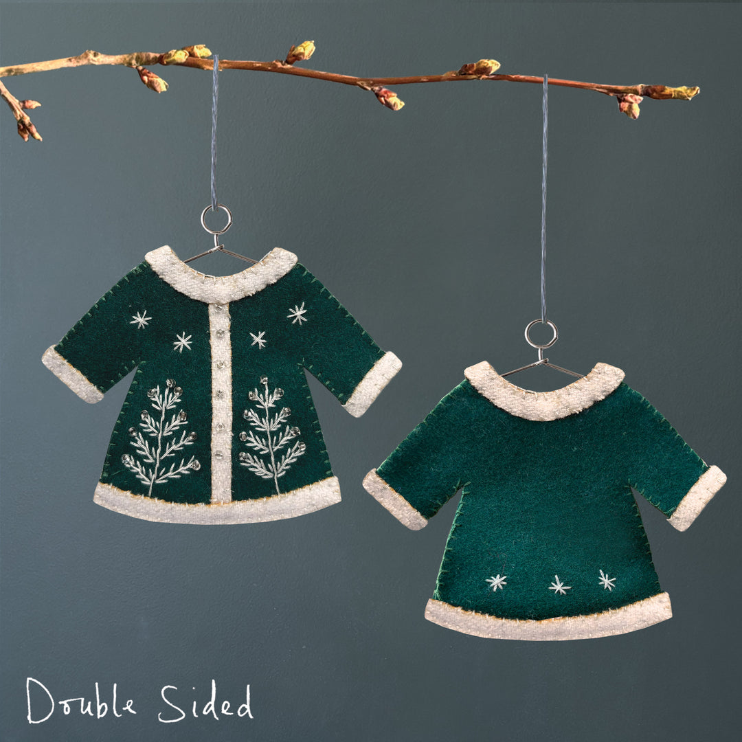 East of India Embroidered Jacket Hanging Decoration - Dark Green
