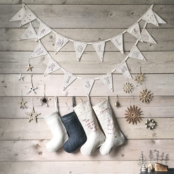 East of India Linen Noel Christmas Bunting Garland Garland East of India Linen Christmas Bunting Garland - Noel