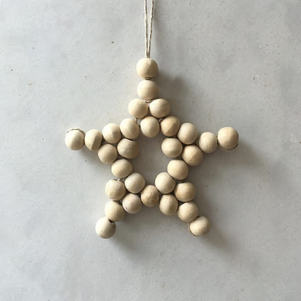 East of India Small Natural Beaded Star Hanging Decoration Hanging Decoration East of India Natural Beaded Star Hanging Decoration - Small