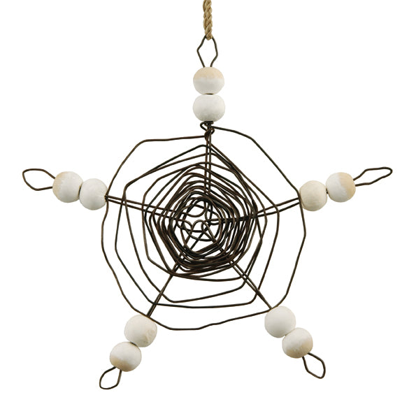 East of India Cobweb Wood and Wire Star Hanging Decoration