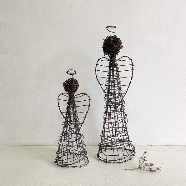 East of India Large Rusty Wire Standing Angel