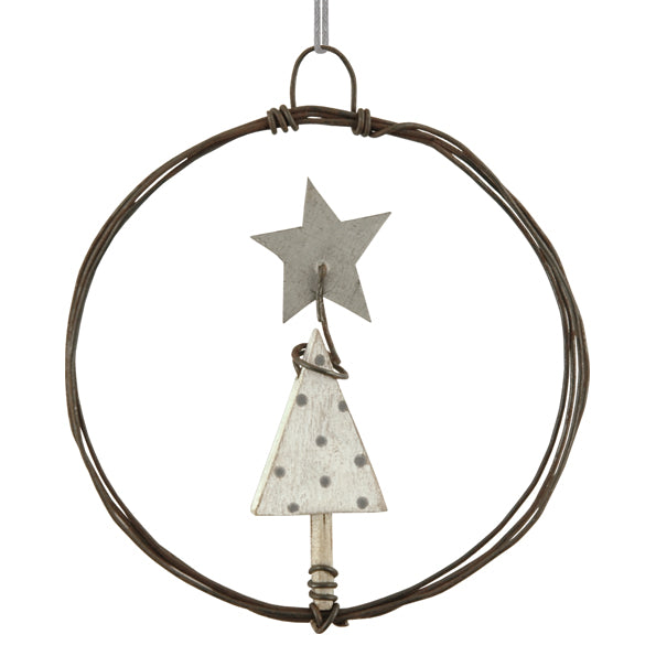 East of India Small Rusty Wire Wreath Christmas Decoration - Christmas Tree